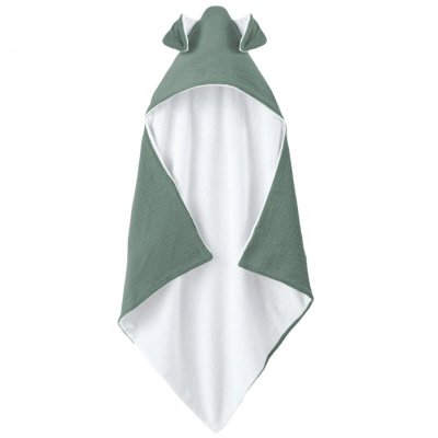 MONSIEUR BEBE Cape, sortie de bain int&eacute;rieur 100 % coton - 75 x 75 cm - lapin - vert bleu