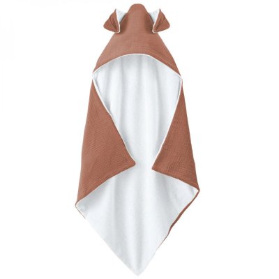 MONSIEUR BEBE Cape, sortie de bain int&eacute;rieur 100 % coton - 75 x 75 cm - Lapin - Vieux rose -