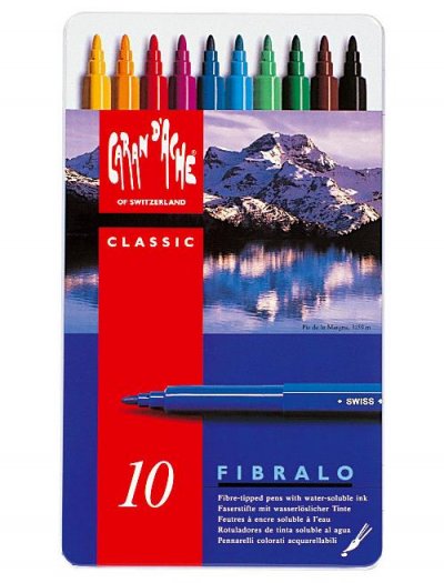 CARAN D ACHE Caran d'Ache Fibralo Lot de 10 stylos fibre dans une bo&icirc;te en m&eacute;tal
