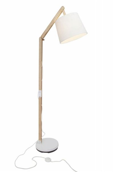 BRILLIANT CARLYN Lampadaire 1 lumi&egrave;re bois clair/tissu blanc