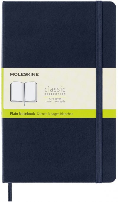 MOLESKINE Carnet classique &agrave; pages blanches grand format  Couverture rigide Bleu Saphir