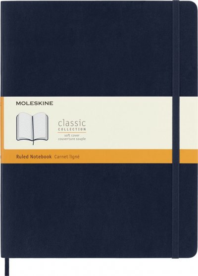 MOLESKINE Carnet classique tr&egrave;s grand format lign&eacute;  Couverture souple Bleu Saphir 