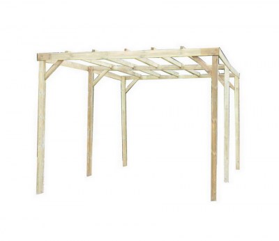 HABRITA Carport Autoclav&eacute; toit plat sans couverture - S.h.t. : 14,91 m2