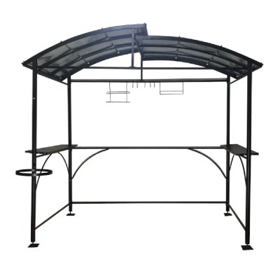 HABRITA Carport barbecue autoportant &agrave; double toit finition &eacute;poxy gris anthracite