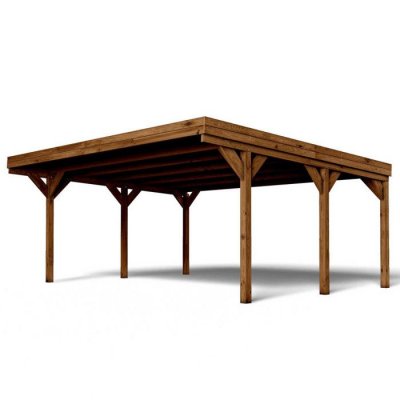 CERLAND Carport bois 2 voitures, 29.2 m&sup2;