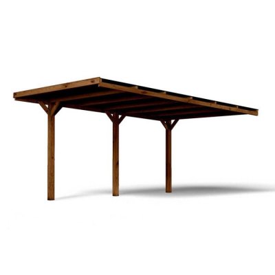 CERLAND Carport Bois adoss&eacute; 1 Voiture Victor &ndash; 15,5 m&sup2;