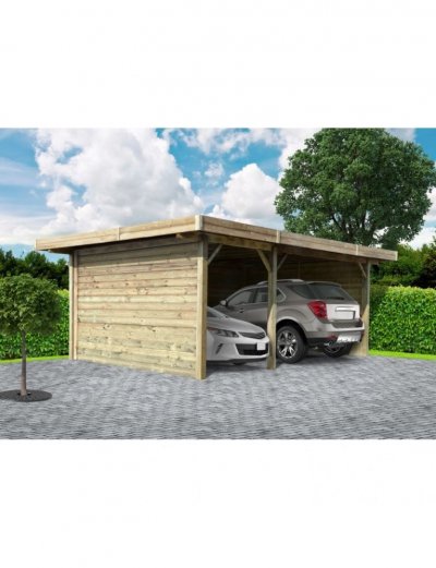 SOLID Carport toit plat en bois 5x7m S7757