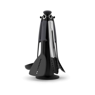 JOSEPH JOSEPH Carrousel 6 ustensiles (avec pinces) - Gris Elevate, 