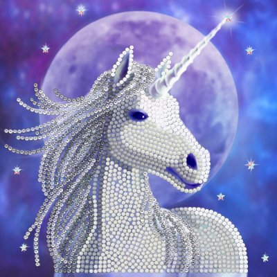 CRYSTAL ART Carte  &agrave; diamanter - licorne cosmique - 18 x 18 cm CCKA71