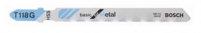 BOSCH Carte de 5 Lames M&acute;tal  HSS Ondulee Frais&acute;e T118G - 2608631012