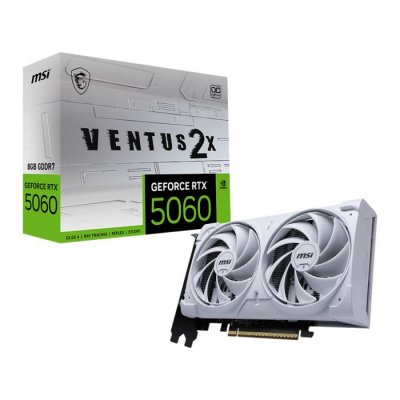 MSI Carte graphique  GeForce RTX 5060 VENTUS 2X OC 8 Go GDDR7 Reflex 2 RTX AI DLSS4 Blanc