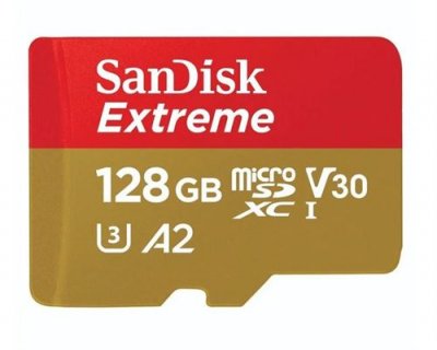 SANDISK Carte m&eacute;moire micro SD  Extreme UHS-I 128 Go avec adaptateur microSDXC vers SD 