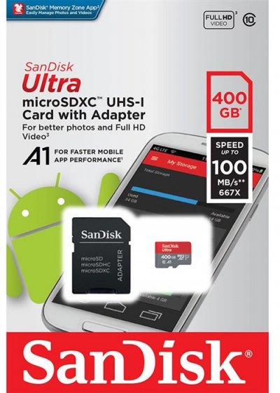 SANDISK Carte M&eacute;moire  Ultra MicroSDXC 400 Go 100Mo/seconde UHS-I avec adaptateur SD 