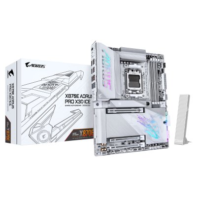 GIGABYTE Carte m&egrave;re  X870E AORUS PRO X3D ICE X870E AM5 DDR5 ATX WiFi 7 PCIe 5.0 RGB