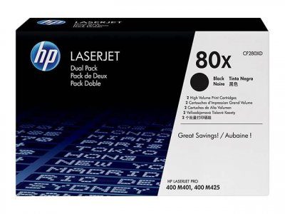 HP Cartouches de toner  80X (CF280XD) Pack double haute capacit&eacute; 2x Noir - Neuf
