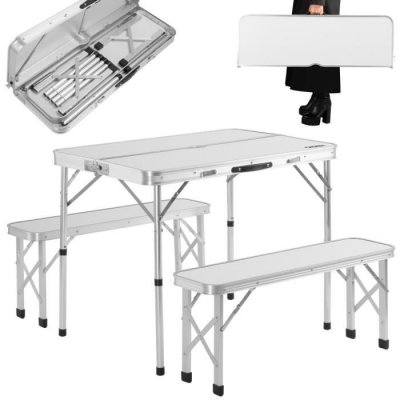 CASARIA  Ensemble Table de Camping bancs Camping Valise de Transport Table Camping Pliante Banc
