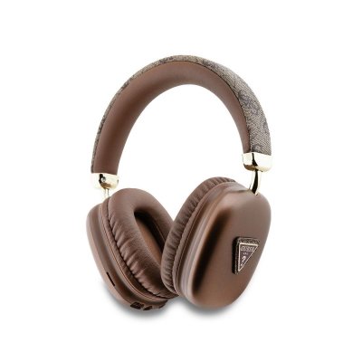 GUESS Casque Audio Sans Fil St&eacute;r&eacute;o Bluetooth 5.3 Motif 4G Triangle  Marron 