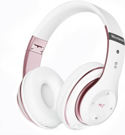 VENDOS85 Casque Bluetooth sans Fil 40 Heures rose blanc AQ0817 