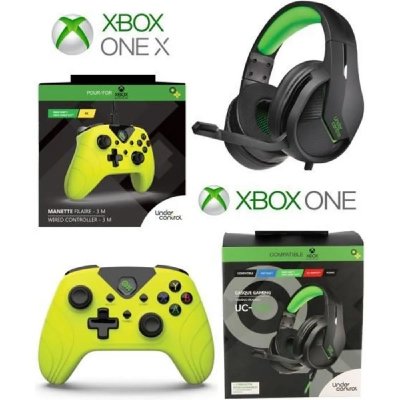 UNDER CONTROL Casque Gamer PRO UC40 VERT GAMER XBOX ONE/S/X/PC + Manette XBOX ONE-S-X-PC JAUNE POP