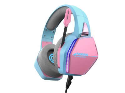 ONIVERSE Casque Gaming Filaire  Nebula LED pour PS5 PS4 Switch Xbox PC Mac Rose et Bleu
