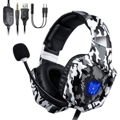 Casque Gaming ONIKUMA K8 Filaire Over-ear, lumi&egrave;re LED, r&eacute;duction de bruit,micro r&eacute;tractable - Noir
