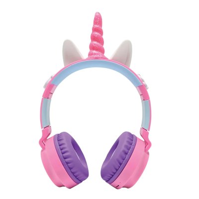 LEXIBOOK Casque lumineux pliable Bluetooth&reg; et filaire avec un design 3D Licorne avec limitation du volume