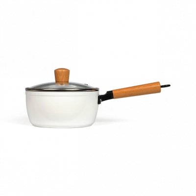  Casserole wood line en aluminium blanc