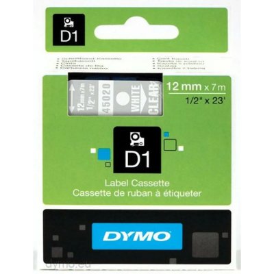 DYMO Cassettes de ruban D1 -  - 12x7mm - Blanc/transparent
