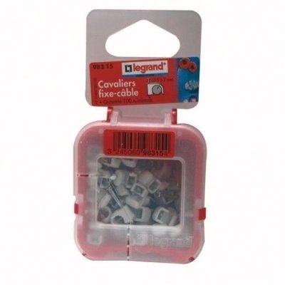 LEGRAND Cavaliers Multifix x 100 - souples - pour c&acirc;ble diam&egrave;tre7-10mm - gris
