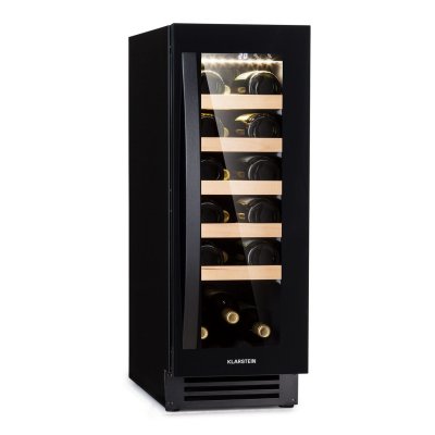 KLARSTEIN Cave &agrave; vin encastrable - vinovilla 20 - 50 l / 20 bouteilles porte vitr&eacute;e acier inoxydable - noir