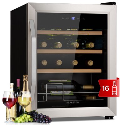 KLARSTEIN Cave &agrave; Vin  Vinamour 16 Uno 16 bouteilles/42L 5-18&deg;C 41dB Verre 