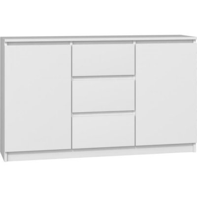 CAZAR - Commode moderne 2 portes + 3 tiroirs Blanc 