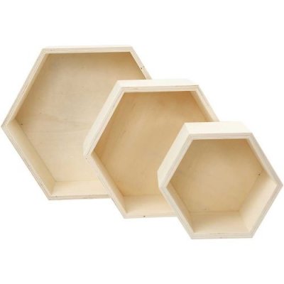 CC Hobby Bo&icirc;tes de rangement , hexagonales, h: 14,8+19+24,2 cm, prof.