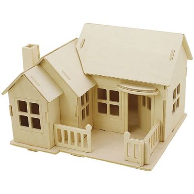 GENERIQUE CC Hobby Kit de construction 3D en bois, Maison avec terrasse, dim. 1