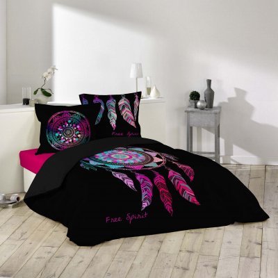 DOUCEUR D INTERIEUR CDaffaires parure 3 p. 200 x 200 cm imprime 42 fils dessin place porte bonheur