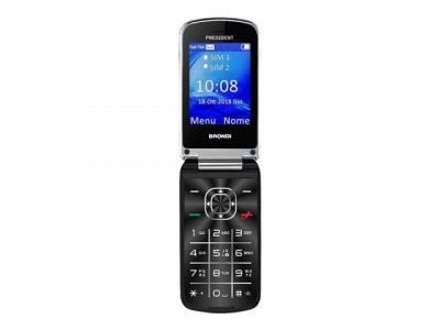 BRONDI Cellulare  president 3"" gsm ultra sottile caratteri grandi dual sim black italia senior phone