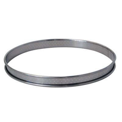 DE BUYER Cercle &agrave; tarte perfor&eacute; &agrave; bord roul&eacute; en inox 28cm 