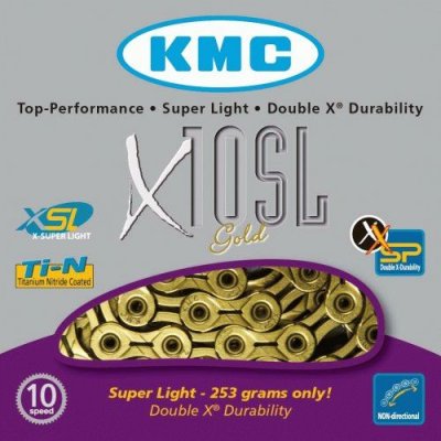 KMC Cha&icirc;ne  X10 SL (10 vitesses, ultral&eacute;g&egrave;re) - Ti-N Gold}, Ti-N Gold}