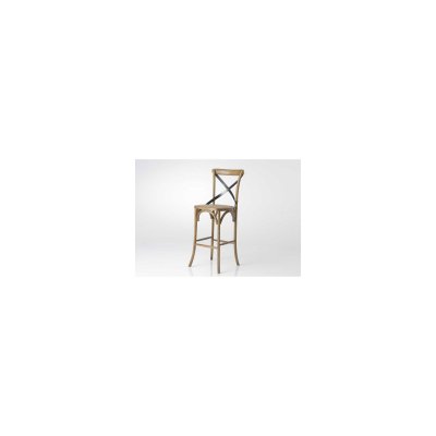 Chaise de bar en orme &agrave; croisillons en paille - - Marron - Bois