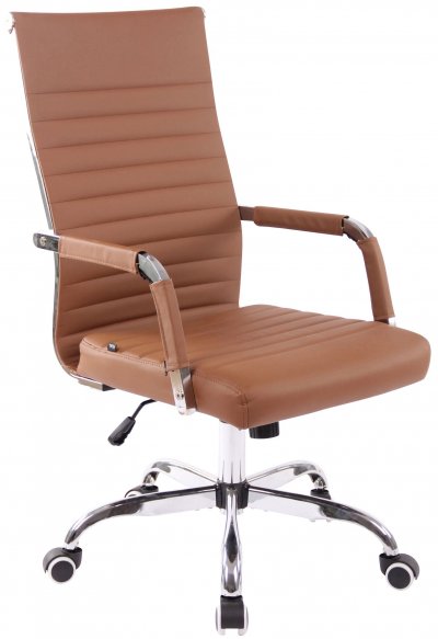 Chaise de bureau amadora avec hauteur r&eacute;glable et pied en m&eacute;tal , marron clair/similicuir