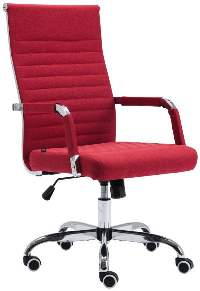 Chaise de bureau Amadora avec hauteur r&eacute;glable et Pied en m&eacute;tal rouge Tissu