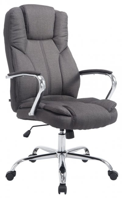 Chaise de bureau couleur gris fonc&eacute; fabriqu&eacute; en tissu polyester et m&eacute;tal Xanthos CLP