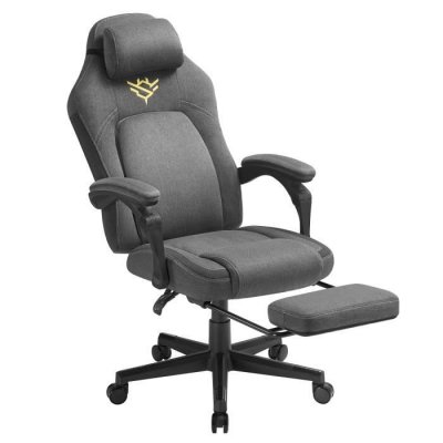 SONGMICS HOME Chaise de bureau ergonomique avec repose-pieds, gris tourterelle 