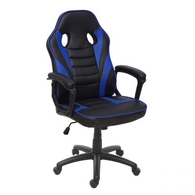 MENDLER Chaise de bureau  HWC-F59 similicuir noir bleu