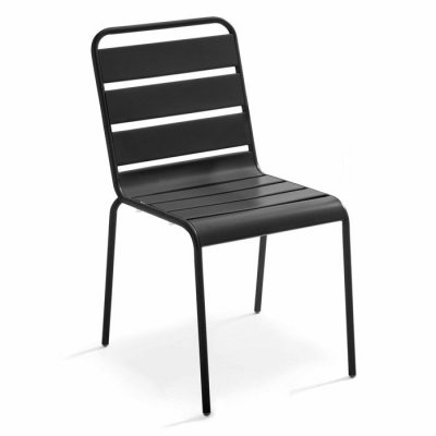 OVIALA Chaise de jardin - 47 x 55 x 83 cm - Acier - Palavas - Gris