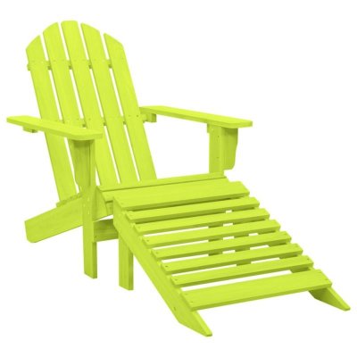 VIDAXL Chaise de jardin Adirondack avec pouf Bois de sapin solide Vert