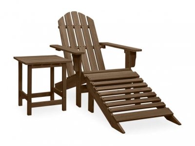  Chaise de jardin Adirondack avec pouf et table Sapin Marron