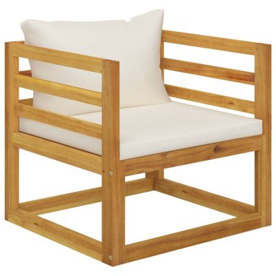 VIDAXL Chaise de jardin avec coussins cr&egrave;me Bois d'acacia massif  Cr&egrave;me