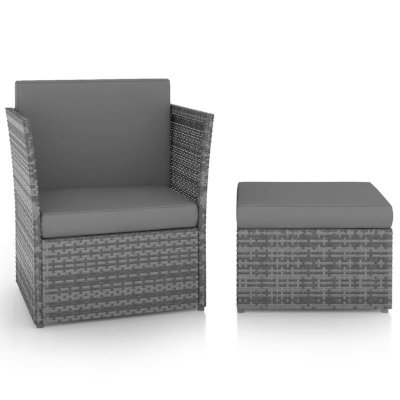VIDAXL Chaise de jardin avec tabouret R&eacute;sine tress&eacute;e Anthracite