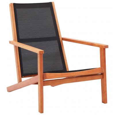 VIDAXL Chaise de jardin base - Bois d'eucalyptus solide et textil&egrave;ne - Noir